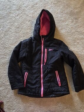Reebok Black Jacket with Pink Trim and Hood